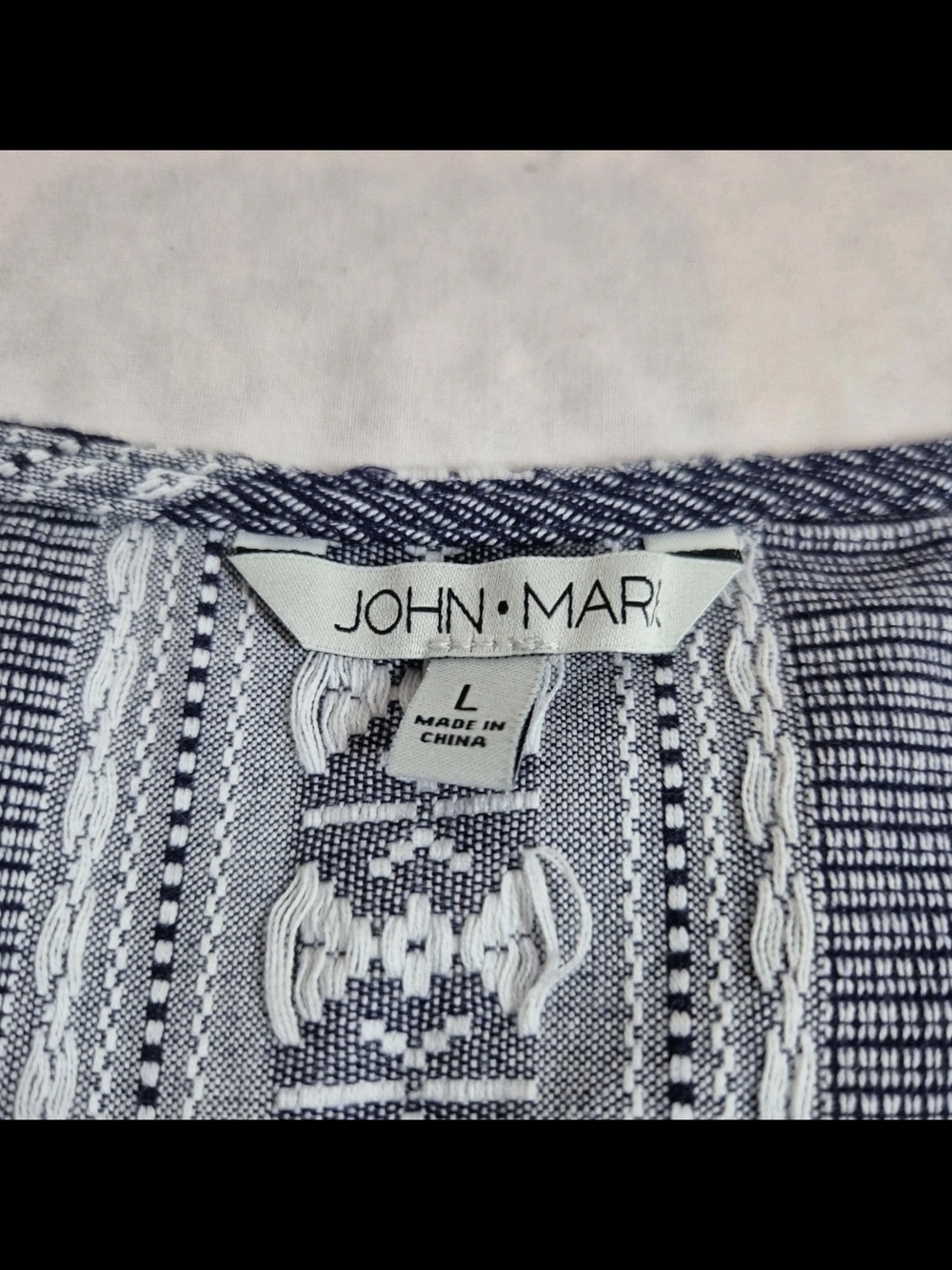 John Mark Women's Dress Size L Floral Embroidered Blue White Pink Stripe NWT 25 - Picture 9 of 11